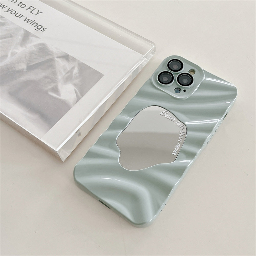 auramma-collections-avant-basic-blue-grey-3D-wavy-ripple-puddle-mirror-better-late-than-never-quote-soft-tpu-iphone-case