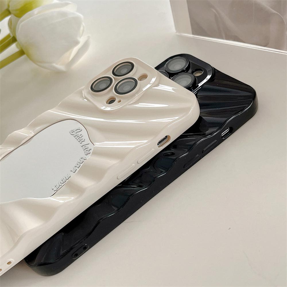 auramma-collections-avant-basic-silver-black-blue-white-pink-purple-green-3D-wavy-ripple-puddle-mirror-better-late-than-never-quote-soft-tpu-iphone-case-side