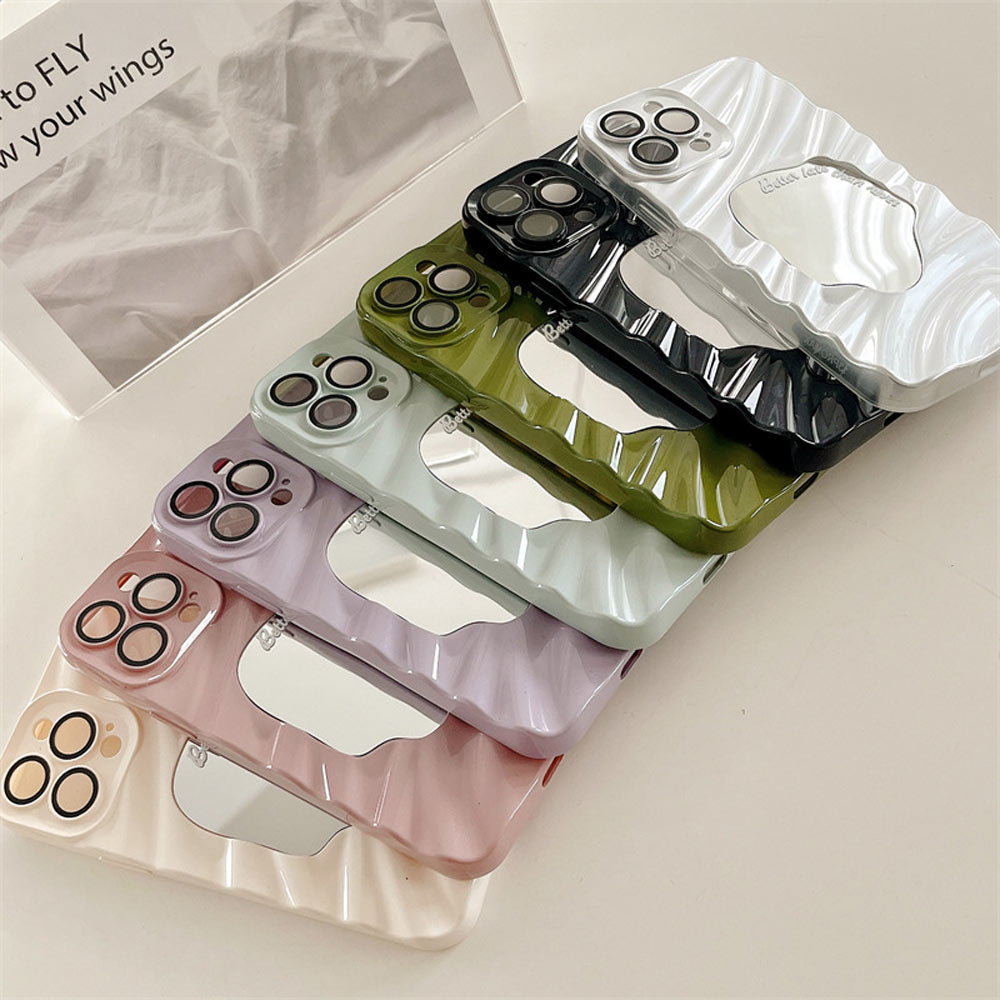 auramma-collections-avant-basic-silver-black-blue-white-pink-purple-green-3D-wavy-ripple-puddle-mirror-better-late-than-never-quote-soft-tpu-iphone-case-stacked